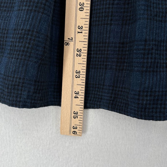 CREATURES OF COMFORT Dress Womens 0 Blue Plaid Linen Button Front Tie Shoulder - Picture 16 of 16